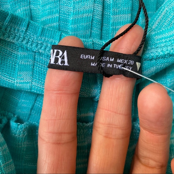 🦋 ZARA TURQUOISE BLUE RIBBED COTTON BLEND JUMPSUIT! - Picture 5 of 16